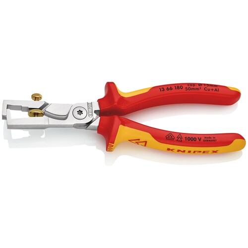 13 66 180 Knipex StriX VDE Kabelschere mit Abisolierfunktion 180mm Produktbild