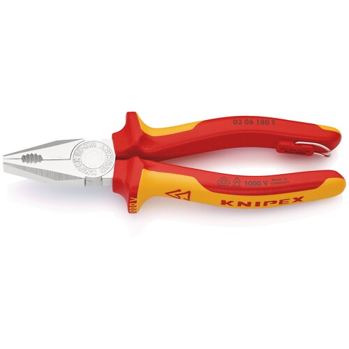 03 06 180 T Knipex KNIPEX Kombizange mit Befestigungsöse Produktbild