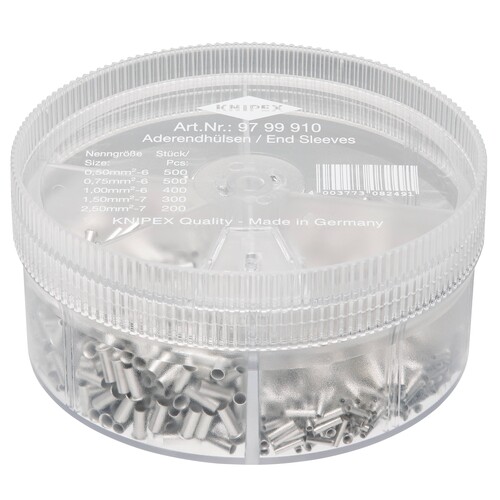 97 99 910 Knipex Sortimentsbox 3 mit unisolierten Aderendhülsen Produktbild Additional View 1 L