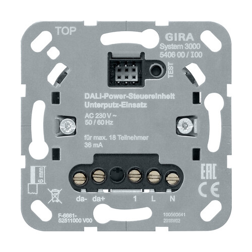 540600 Gira System 3000 DALI-Power Steuereinheit Unterputz-Einsatz Produktbild Front View L