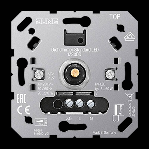 1730DD JUNG Drehdimmer Standard LED mit Inkrementalgeber,o. Nebenstelleneingang Produktbild Front View L