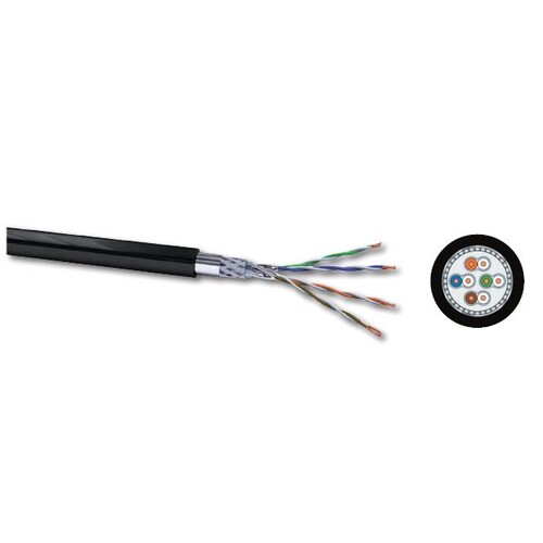 DATA-Line 1000 MHz FS/FTP schwarz 4x2xAWG23/1 Kat.7A  f. Erdverlegung Produktbild Front View L