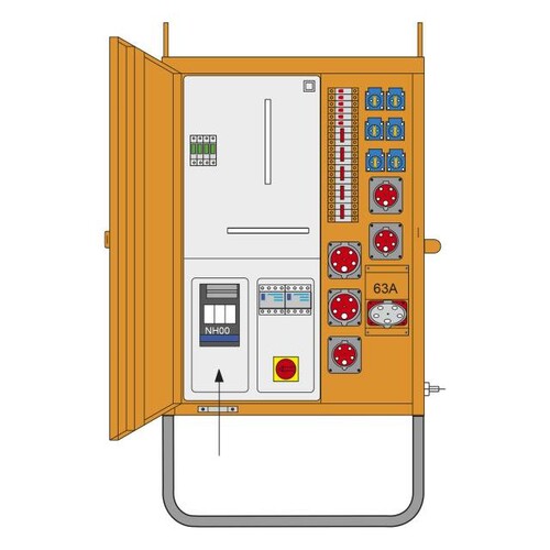 690100037 PCE Baustromverteiler 63A M-AVEV 63/321-6/UR2/A/Wien Produktbild