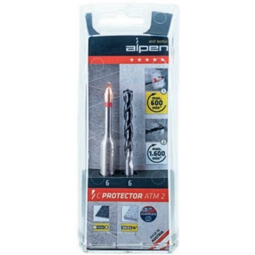 303102100 Alpen C-Protector Beton Set Fliesenbohrer 2-tlg Ø 10 mm Produktbild Front View L