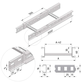 17369 Trayco CLFI60-0300-10-3PG Kabelleiter 60x300x3000 Produktbild