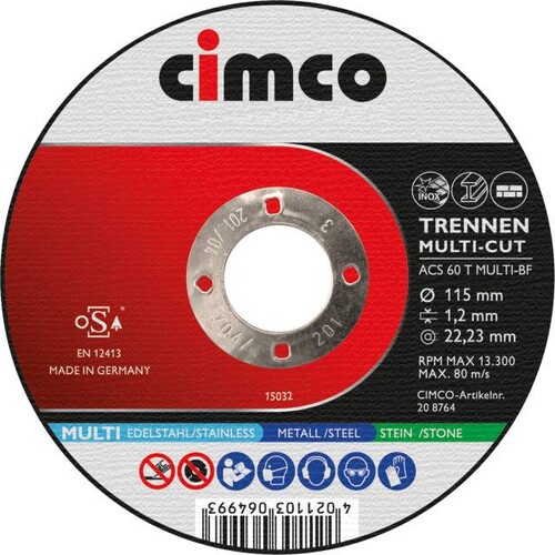 206844 Cimco 10 x Trennscheibe in Dose Multi-Cut 115 x 1,2mm Produktbild Front View L