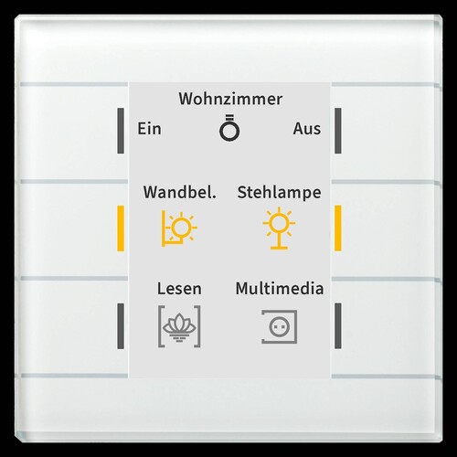 BE-GT20W.02 MDT Glastaster II Smart ws 6 Sensorflächen mit Farbdisplay Produktbild Front View L