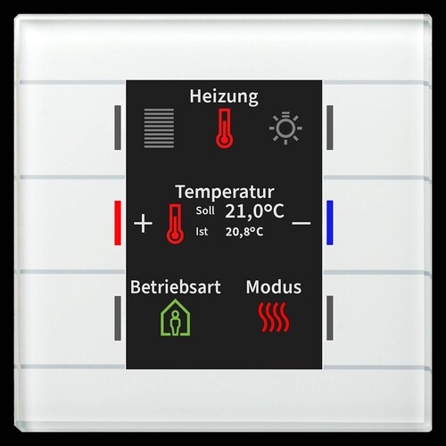 BE-GT2TW.02 MDT Glastaster II Smart ws 6 Sensorflächen mit Display und Temp. Produktbild Front View L