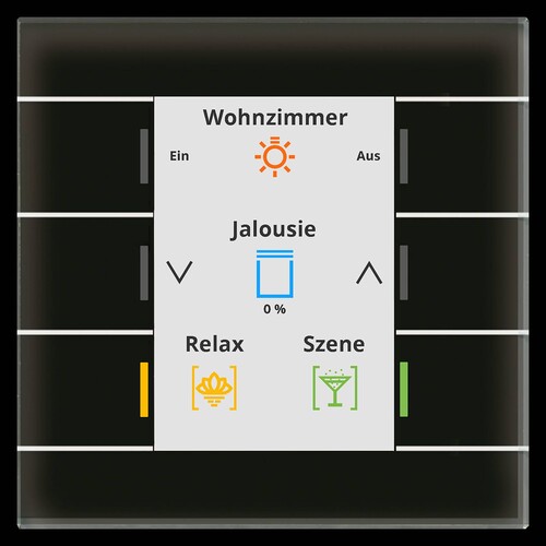 BE-GT20S.02 MDT Glastaster II Smart sw 6 Sensorflächen mit Display Produktbild Front View L