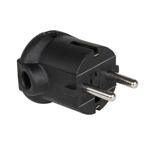 08338 PCE Schutzkontaktstecker PP 2SL seitl. IP20 schwarz Produktbild Front View L