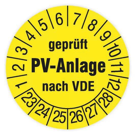 182703 Cimco Prüfplakette PV-Anlage gem. VDE2024  D30 mm gelb (Heft 108Stk) Produktbild