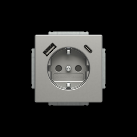 20 EUCB2USBAC-803 Busch-Jaeger Steckdose Schutzkontaktstift grau Unterputz IP20 Produktbild front M