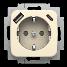 20 EUCB2USBAC-212 Busch USB-Steckdose Typ A/C,SCHUKO® Refelx 1f perlweiß Produktbild front M