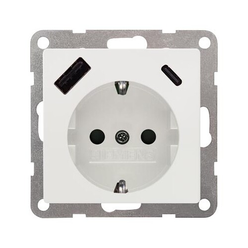 5UB1970-1TW01 Siemens Schukosteckdose 2 USB A+C titanweiß DELTA i-system Produktbild