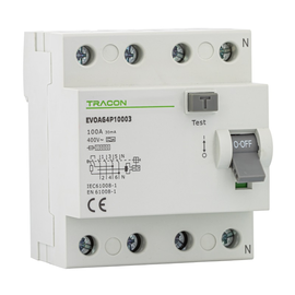 EVOAG4P4003 Tracon Fi-Schutzschalter 4-polig 40A, 30mA, 10kA, Typ A Produktbild front M