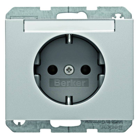47397003 Berker Steckdose SCHUKO mit Beschriftungsfeld Berker K.5 Alu Produktbild