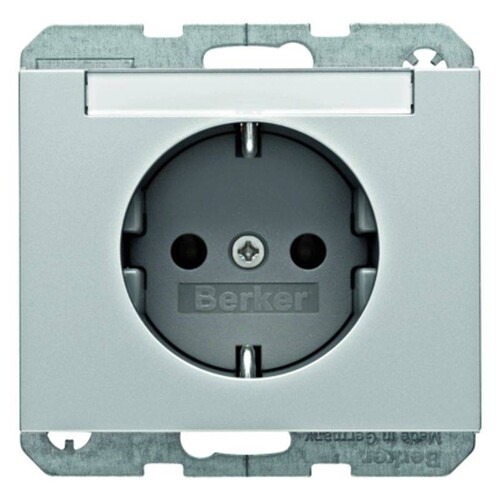 47397003 Berker Steckdose SCHUKO mit Beschriftungsfeld Berker K.5 Alu Produktbild Front View L