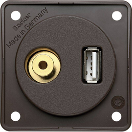 945832501 Berker INTEGRO USB/3 5 mm Audio Steckdose braun matt Produktbild