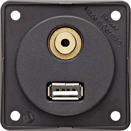945832505 Berker INTEGRO USB/3 5 mm Audio Steckdose anthrazit matt Produktbild
