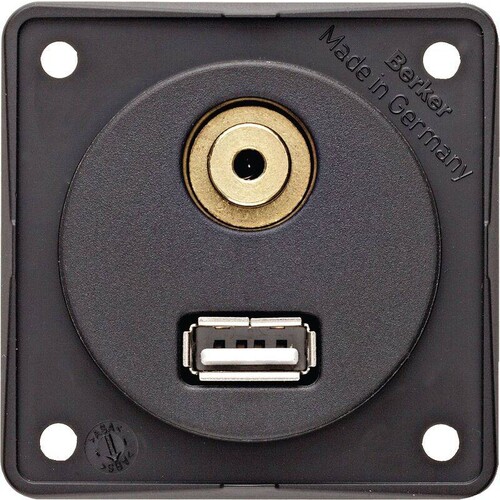 945832505 Berker INTEGRO USB/3 5 mm Audio Steckdose anthrazit matt Produktbild Front View L