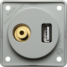 945832506 Berker INTEGRO USB/3 5 mm Audio Steckdose grau matt Produktbild
