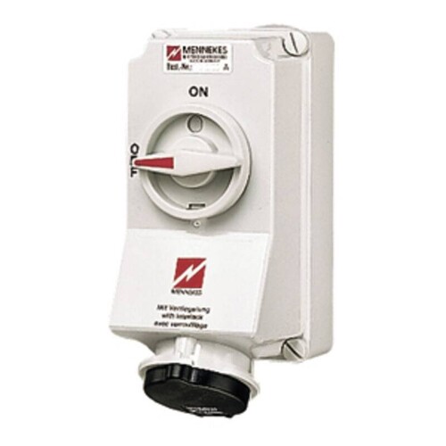 5663A Mennekes Wanddose DUO,32A4p5h600- 690V,IP44 Produktbild Front View L