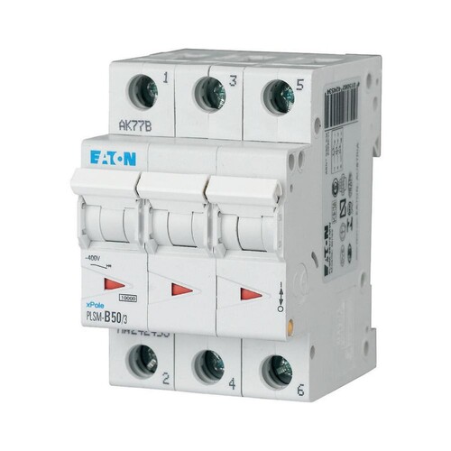 242479 Eaton Leitungsschutzschalter PLSM-C50/3-MW 50A 3-pol. 3TE 10kA Produktbild Front View L