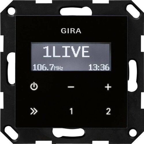 228405 GIRA UP Radio RDS ohne Lautsprecher System 55 Schwarzglasoptik Produktbild Front View L