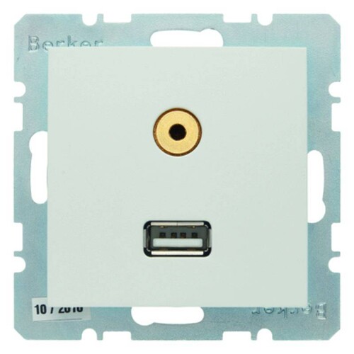 3315398989 Berker Steckdose S.1/B.3/B.7 USB 3,5mm polarweiss glänzend Produktbild