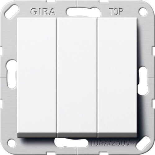 283203 Gira Schalter 3fach 10A 250V System55 reinweiß glänzend Produktbild Front View L