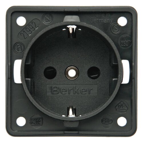 0941852505 BERKER Integro Modul Schuko- Steckdosen Einsatz anthrazit matt Produktbild Front View L