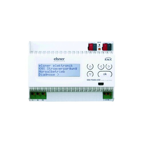 ELS70144 ELSNER KNX PS640+USB Spannungsversorgung 640mA m. Busfunktion Produktbild Front View L