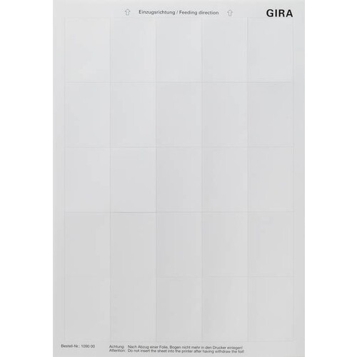 109000 GIRA Beschriftungsbogen 38x54mm Produktbild Front View L