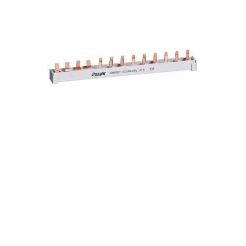 KB663DT Hager Phasenschiene Schmalbau 1x FI + 9x1+N 1TE 10² Quick Connect Produktbild Front View L