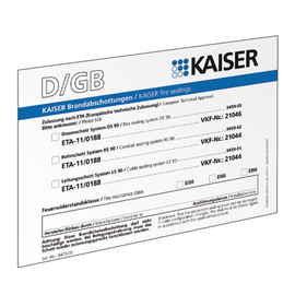 9473-91 KAISER Schott-Kennzeichnungs- schild Brandschutz deutsch/eng./franz.. Produktbild
