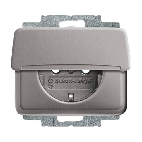 20EUK-20 Busch-Jaeger Schuko Steckdose mit Klappdeckel Alpha nea Platin Produktbild Front View L