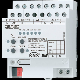 RA23024REGHE Jung KNX Raumaktor 6Fach 230V Produktbild front M
