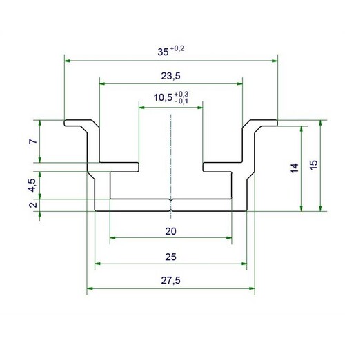 88679508 E.Term Aluminiumschiene univ. AL Uni 35 2m Produktbild Front View L