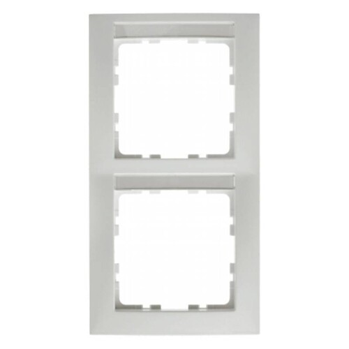 10128919 Berker S1 2-Fach Rahmen Polarweiss Glänzend mit Schriftfeld Produktbild Front View L