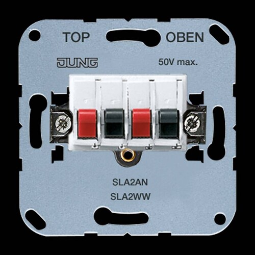 SLA2WW JUNG Stereo-Lautsprecher Anschlussdose 25V AC 60V DC Produktbild Front View L