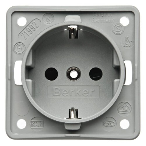 0941852506 Berker Schuko-Steckdose Integro grau matt Produktbild Front View L