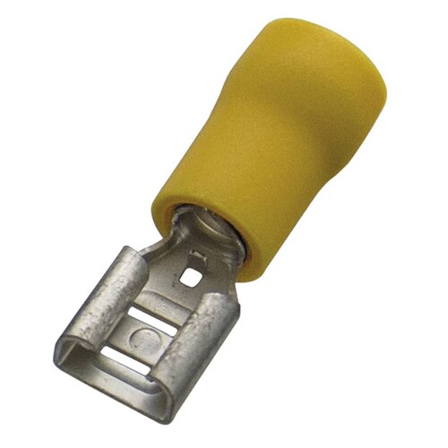 263396 HAUPA Flachstückhülsen isoliert gelb Nylon 4,0-6,0mm² 6,3x0,8 Produktbild Front View L