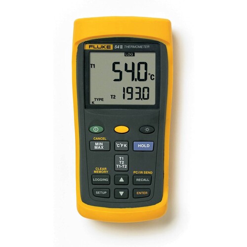 FLUKE-54-II B Thermometer 1-Kanal mit IR Schnittstelle und Daten logging Produktbild Front View L