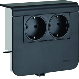SL200559009011 Hager Steckdose 2fach graphitschwarz Produktbild front M