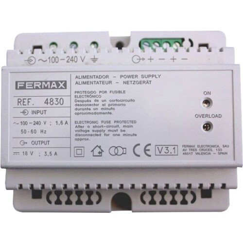 F4830 FERMAX Netzgerät,18VDC-3,5A, DIN6 Produktbild Front View L