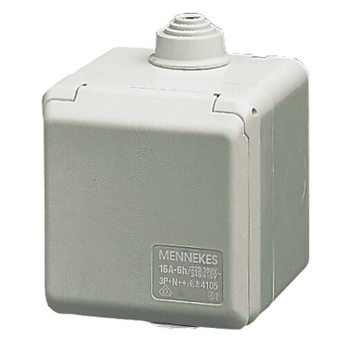 AM4110 MENNEKES CEPEX CEE/Schuko- Steckdose AP lichtgrau 5p 32A 400V Produktbild Front View L