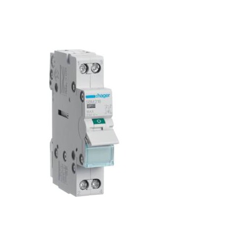 SBM216 Hager Ausschalter 2-pol. 16A mit Meldeleuchte 1TE Produktbild Front View L