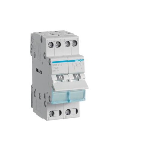 SFB216 Hager Umschalter 2-Pol 16A 1-0-2 VE-1TE - Schalter für Reiheneinbau