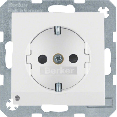 41091909 Berker Schuko-Steckdose m.LED- Orientierungslicht S1 polarweiss matt Produktbild Front View L