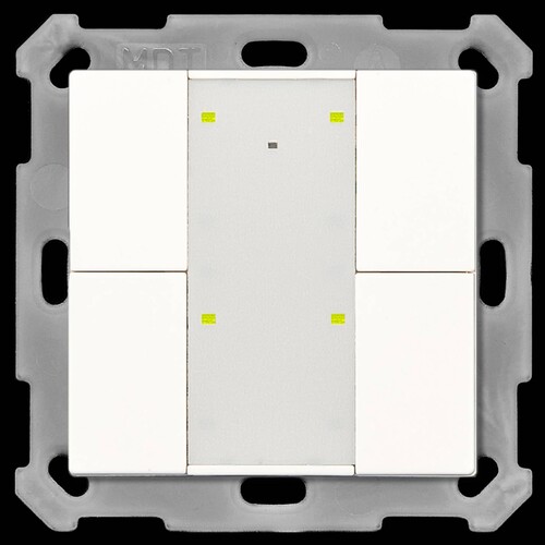 RF-TA55A4.01 MDT KNX RF Funk Taster 4-fach Plus mit Aktor reinweiß glänzend Produktbild Front View L